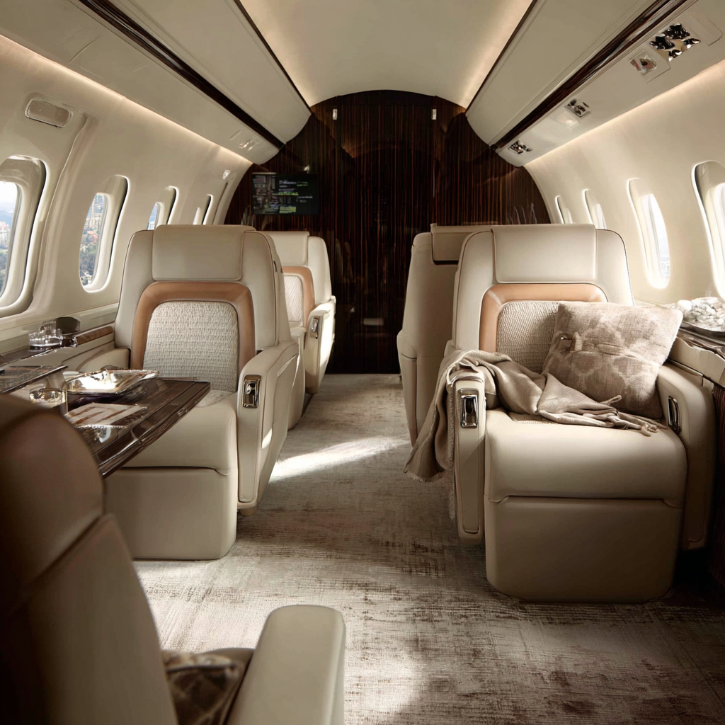 private falcon jet interior cream leather upholstered seats w 1cce7fc9 ec0c 4094 9088 91fdaa7b403f 1