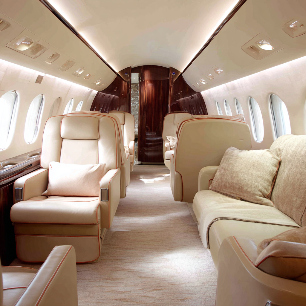 private falcon jet interior cream leather upholstered seats w 1cce7fc9 ec0c 4094 9088 91fdaa7b403f 3
