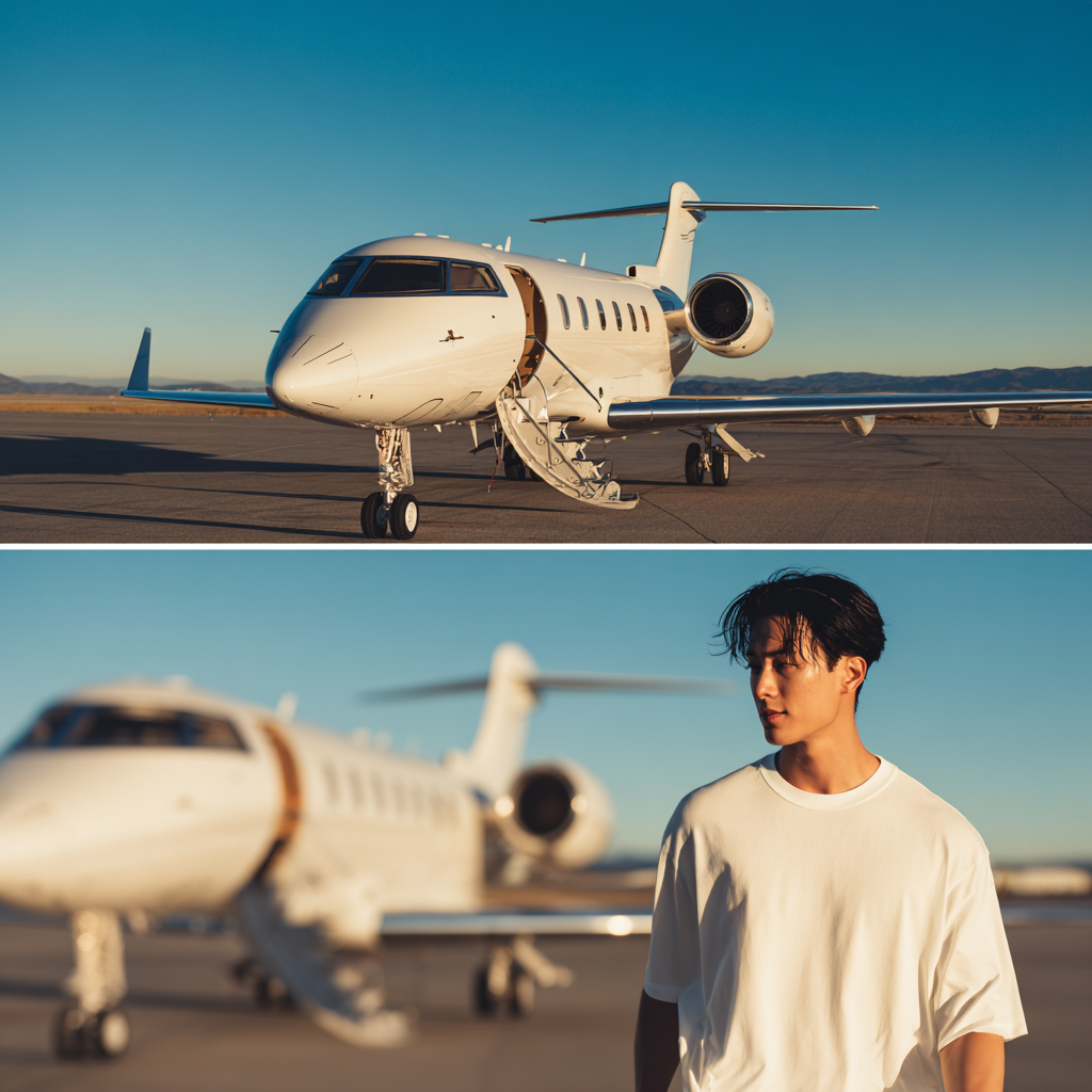 private jet on the tarmac luxurious and neutral light 1am fro bafb5d68 ad5c 416c 9fb4 48c6d32b1af5 0