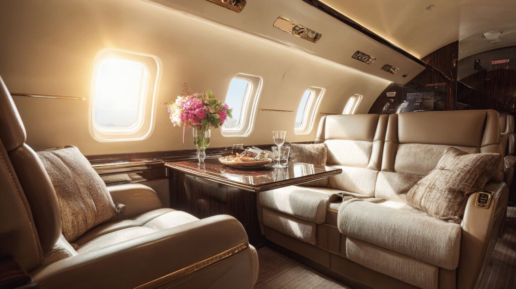 the interior of a private jet luxury proffessional photowhite bfb0b09e 9fec 4f10 943b 2651f50ced96 1