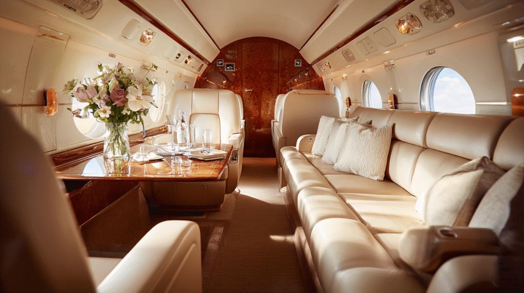 the interior of a private jet luxury proffessional photowhite bfb0b09e 9fec 4f10 943b 2651f50ced96 2