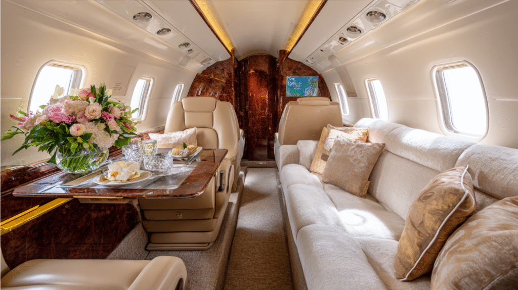 the interior of a private jet luxury proffessional photowhite bfb0b09e 9fec 4f10 943b 2651f50ced96 3