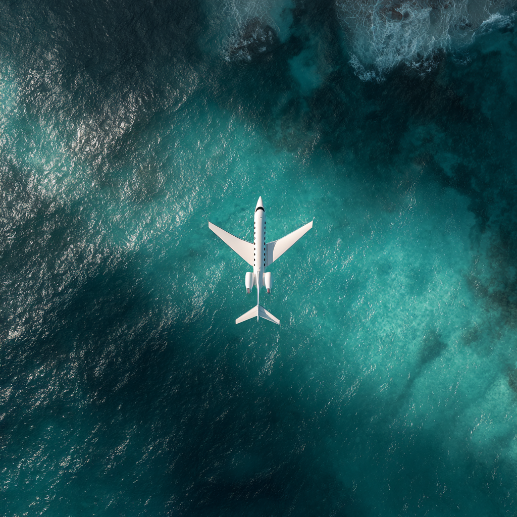 top down cinematic aerial shot of a sleek white private jet f 30447449 44f0 4e4e 8029 658d4c220718 2