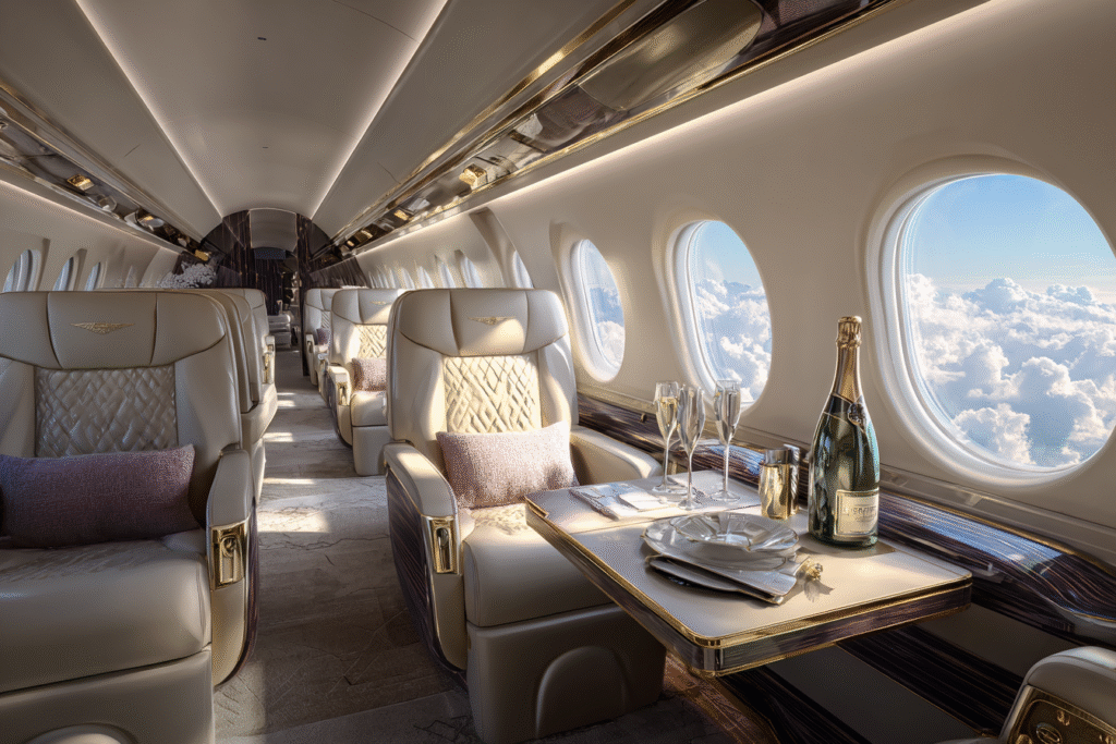 ultra luxurious private jet interior with plush cream leather 26a0d5fe cb46 4f11 bc93 5550ead61389 0
