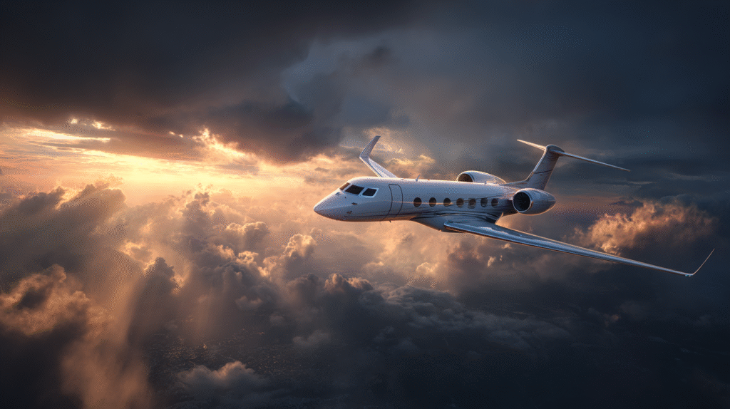 ultra realistic white private jet flying dynamically through 4d1e63e7 b45f 4592 aef2 f3e6a2404659 2